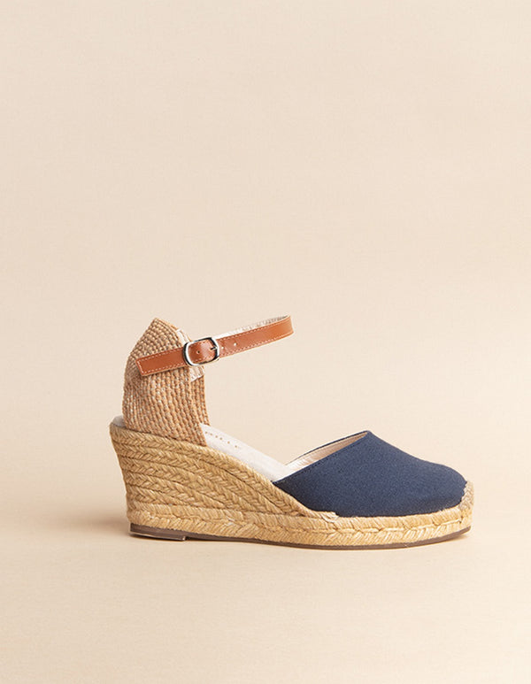 Espadrilles Mi-Talon Dolce Vita Bride - Toile Marine - Femme