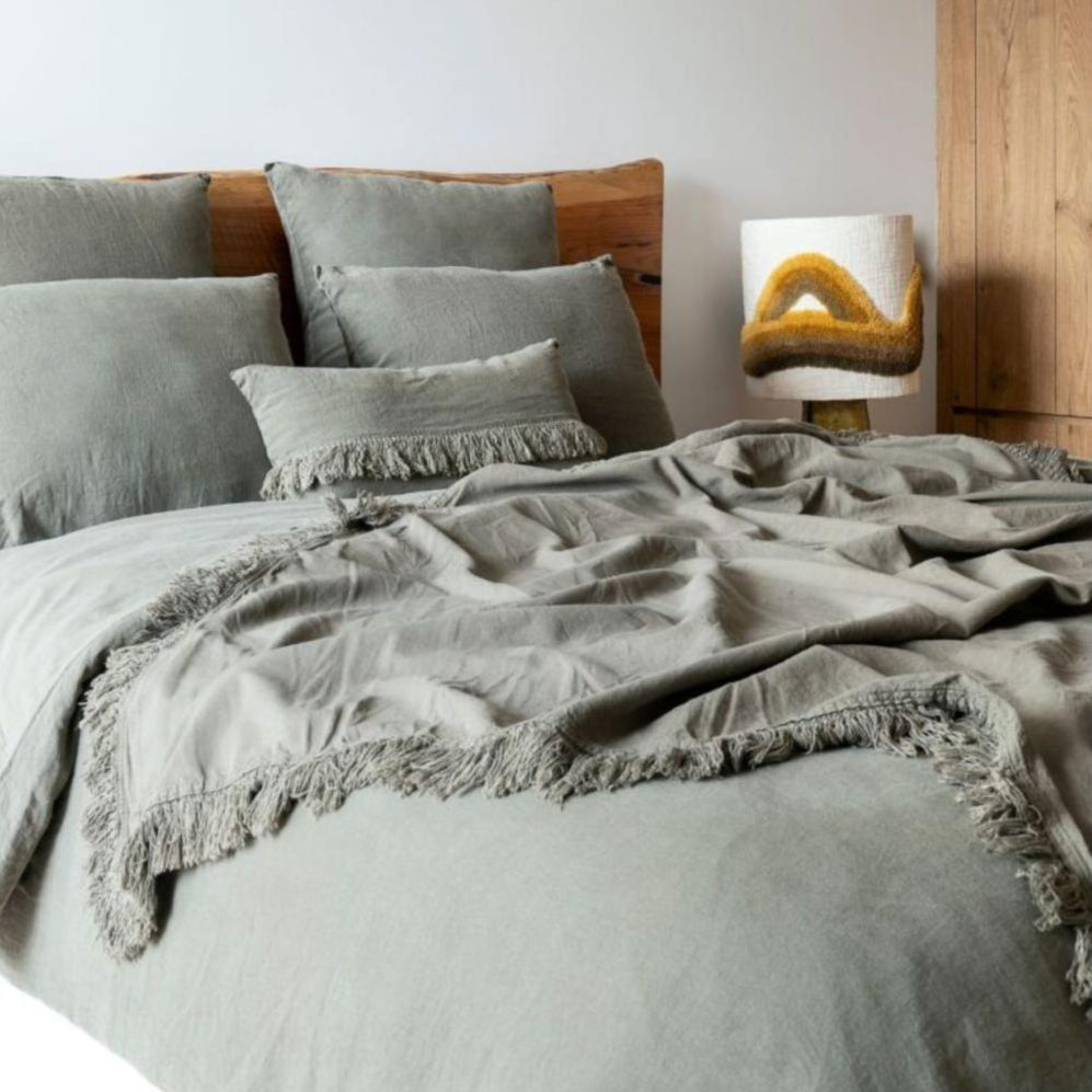Washed Linen and Cotton Duvet Cover - Dollar - Forest