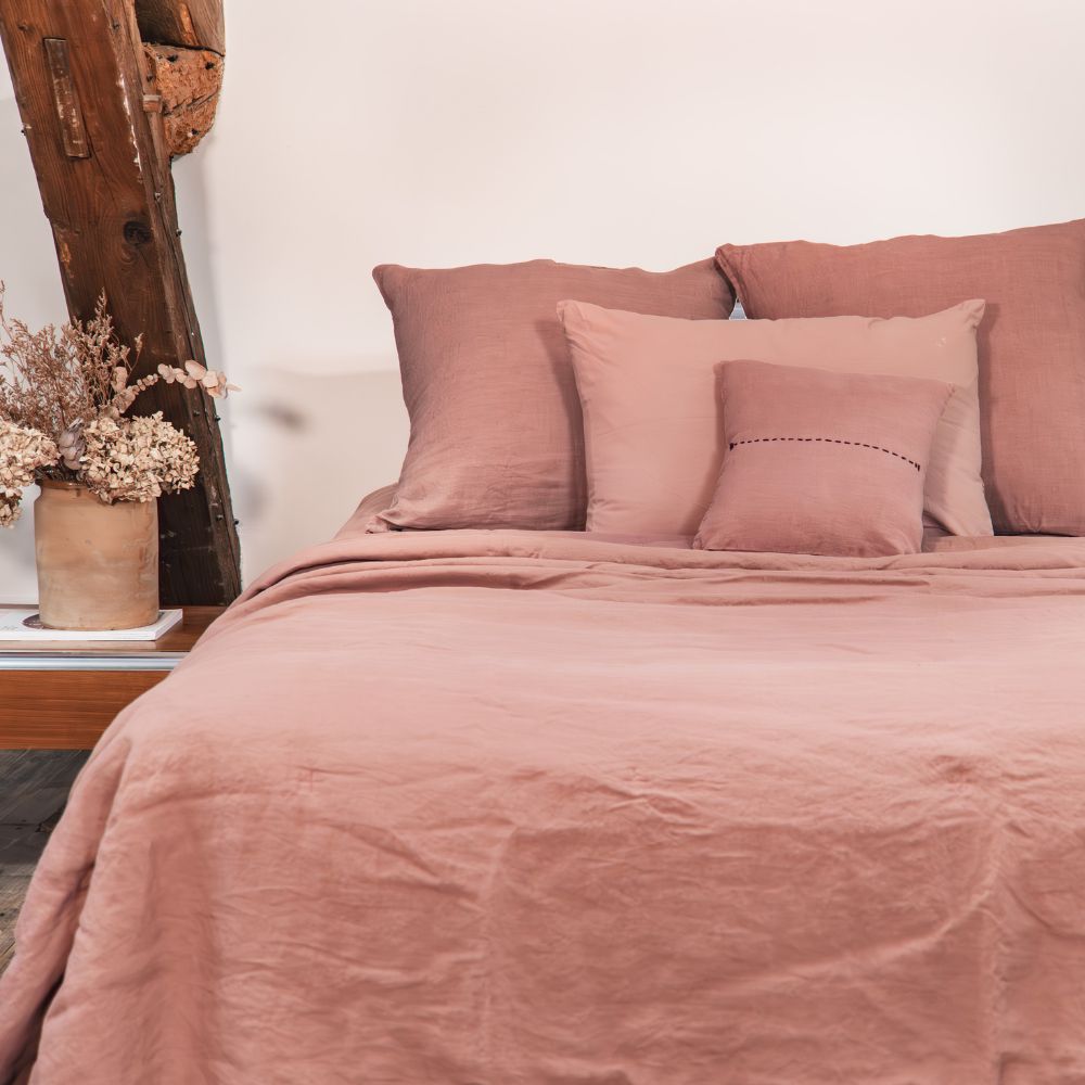 Housse De Couette En Lin Et Coton - Dollar - 240 X 260 Cm - Coloris Rosebud