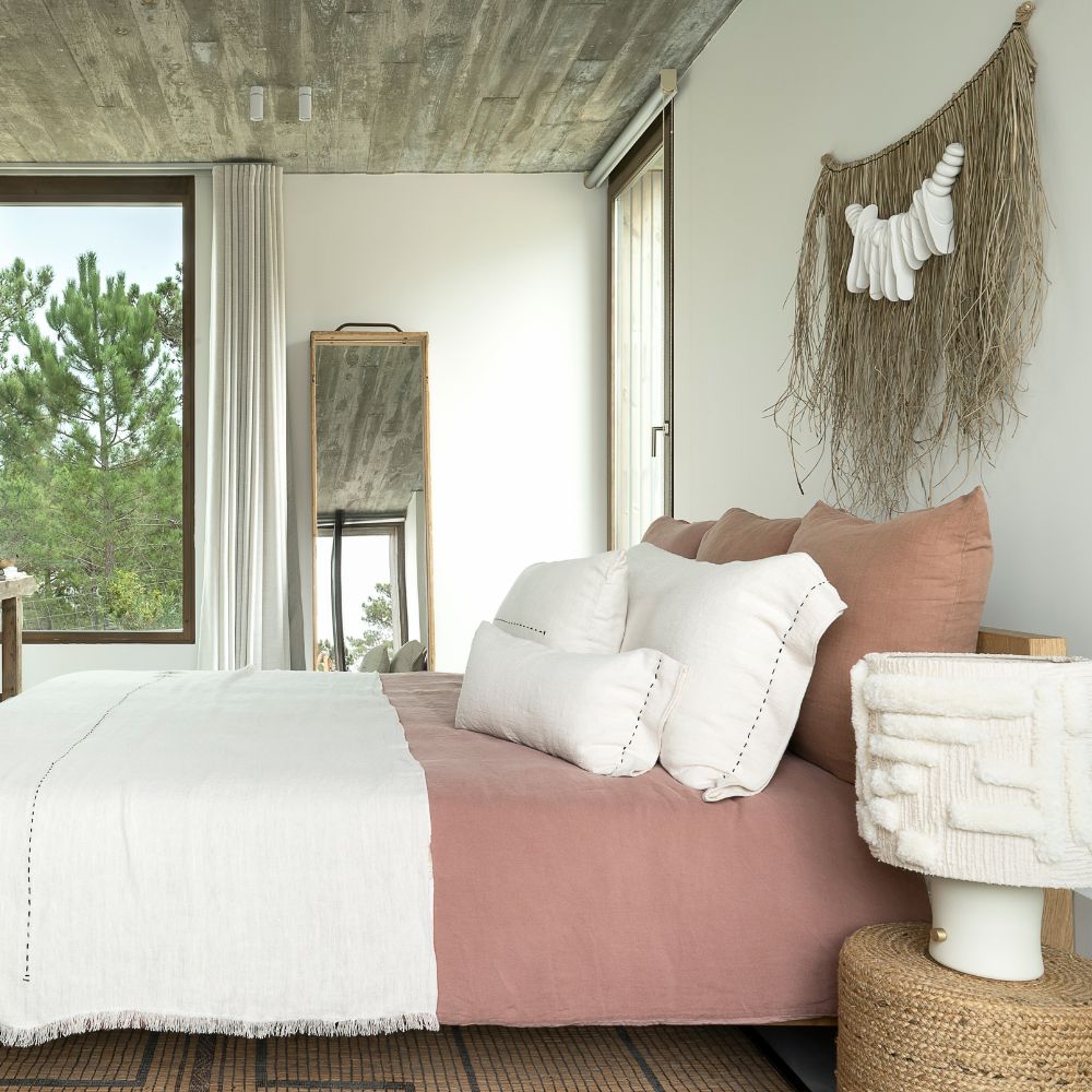 Housse De Couette En Lin Et Coton - Dollar - 240 X 260 Cm - Coloris Rosebud