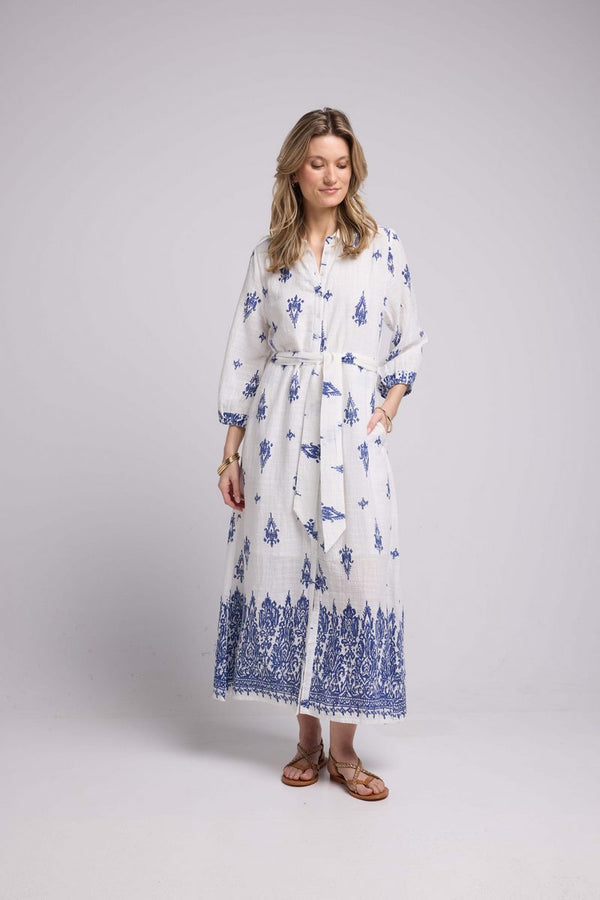 Robe Longue - Blanc Et Marine
