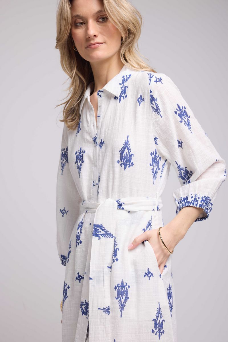 Robe Longue - Blanc Et Marine