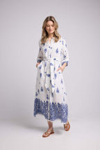 Robe Longue - Blanc Et Marine