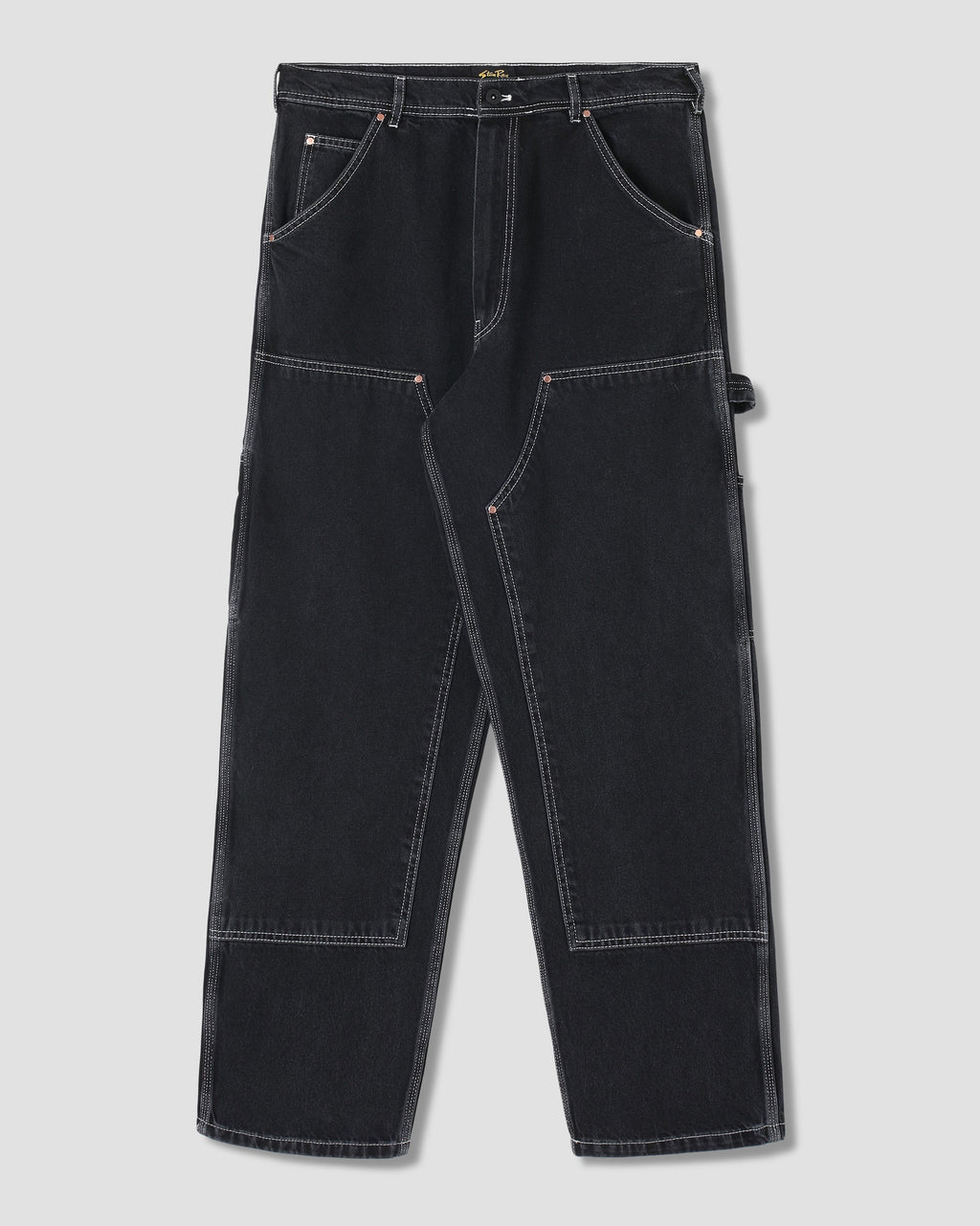Pantalón de doble rodilla - Denim negro lavado a la piedra