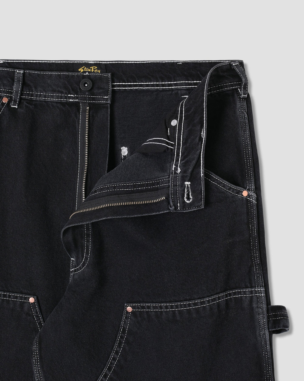 Pantalón de doble rodilla - Denim negro lavado a la piedra