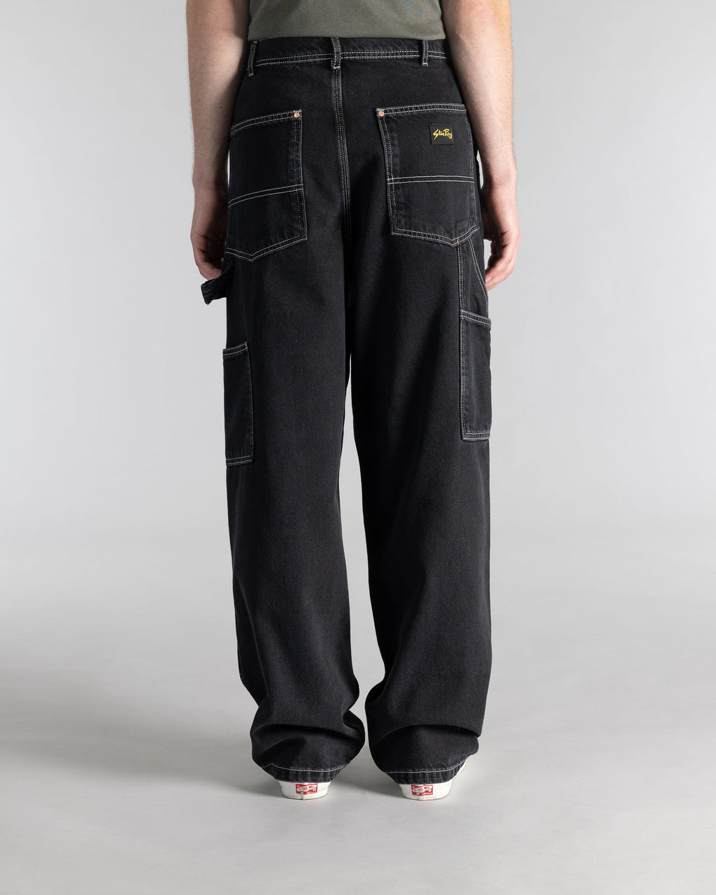Pantalón de doble rodilla - Denim negro lavado a la piedra