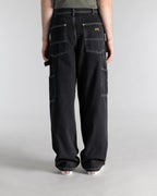 Pantalón de doble rodilla - Denim negro lavado a la piedra