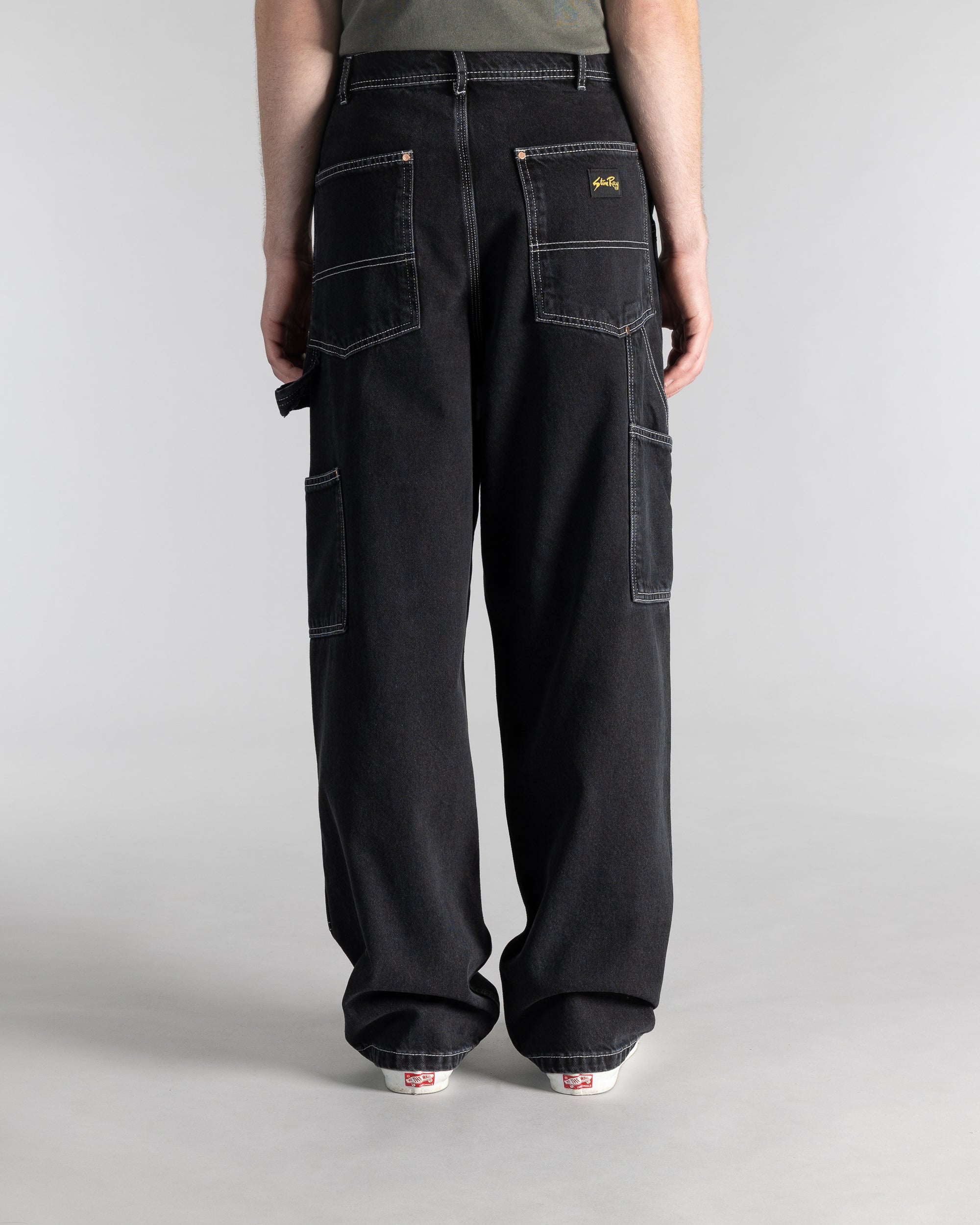 Pantalón de doble rodilla - Denim negro lavado a la piedra