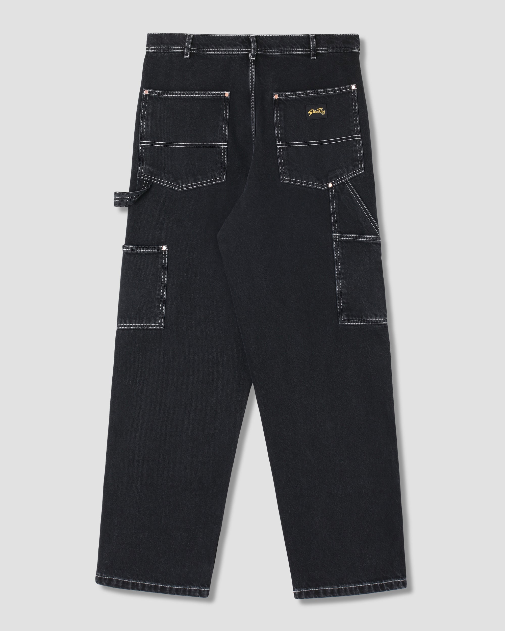 Pantalón de doble rodilla - Denim negro lavado a la piedra