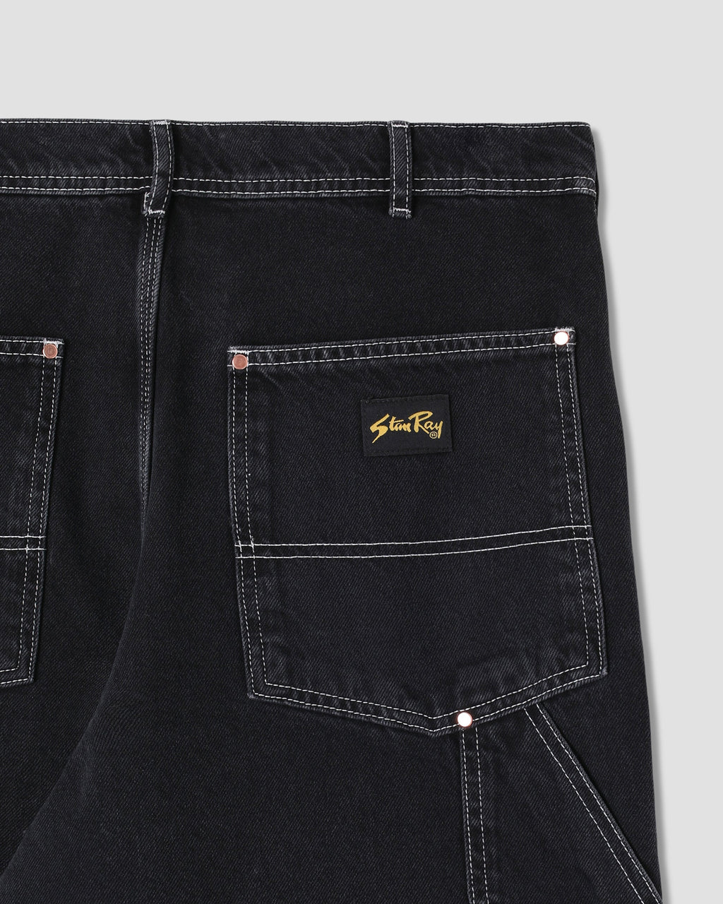 Pantalón de doble rodilla - Denim negro lavado a la piedra