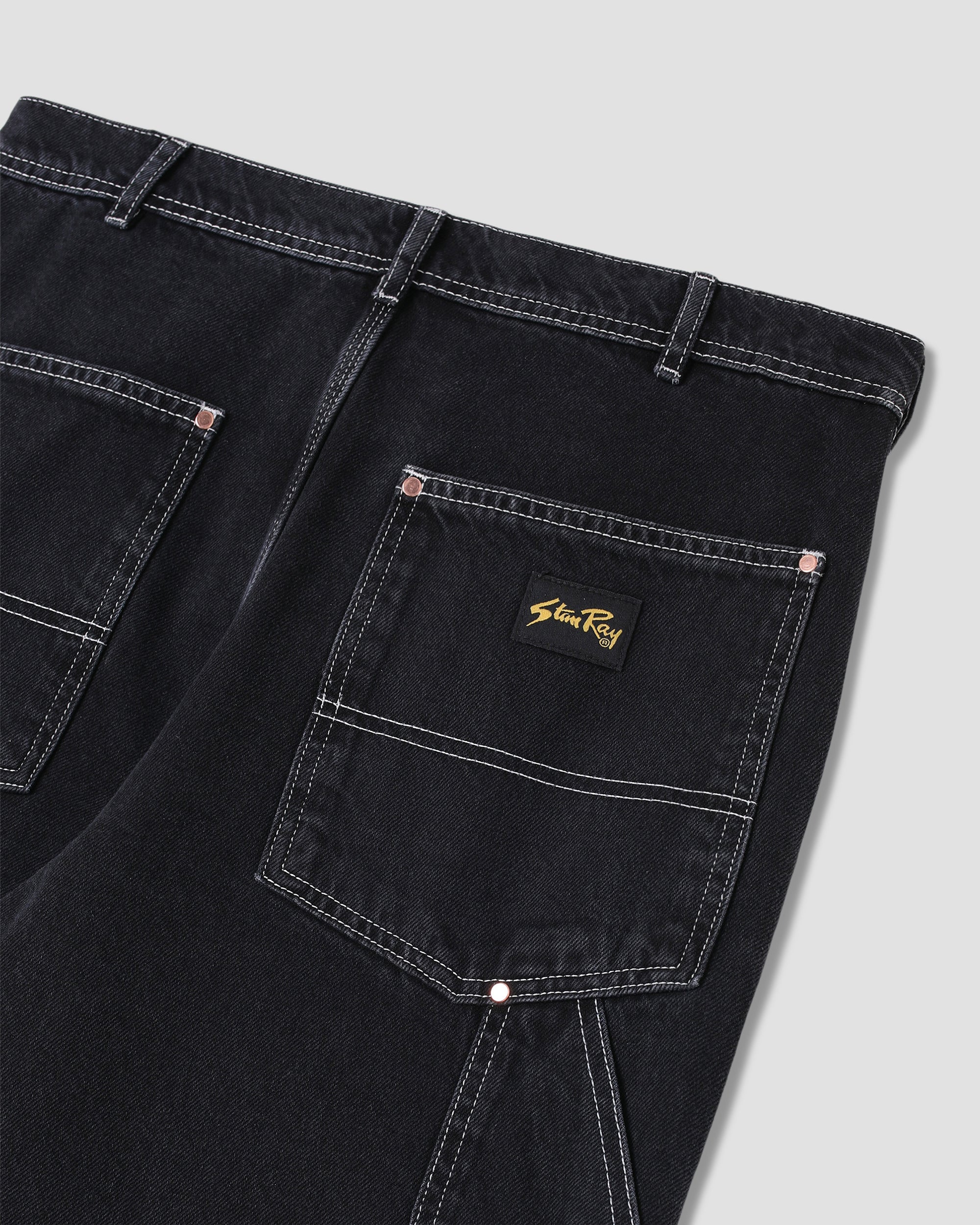 Pantalón de doble rodilla - Denim negro lavado a la piedra