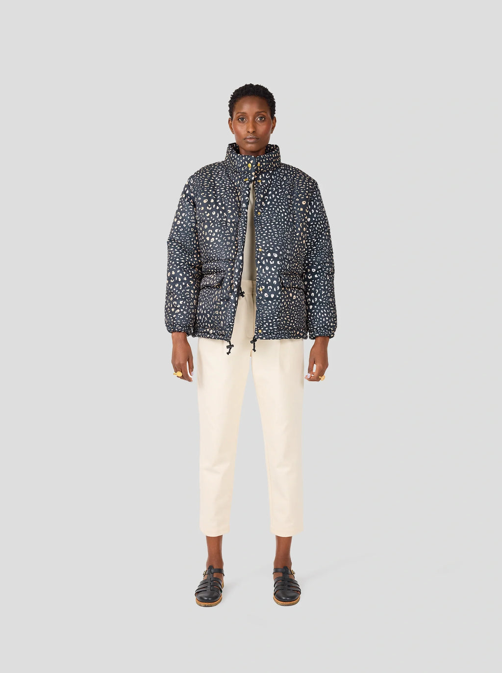 Donna Leopard Print Down Jacket