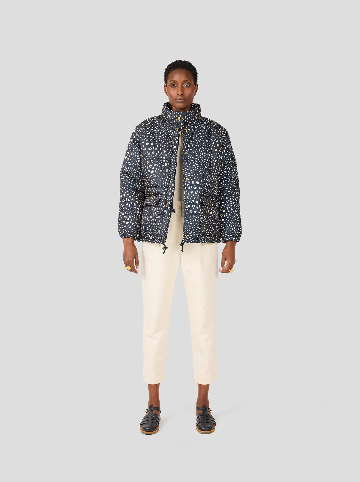 Donna Leopard Print Down Jacket