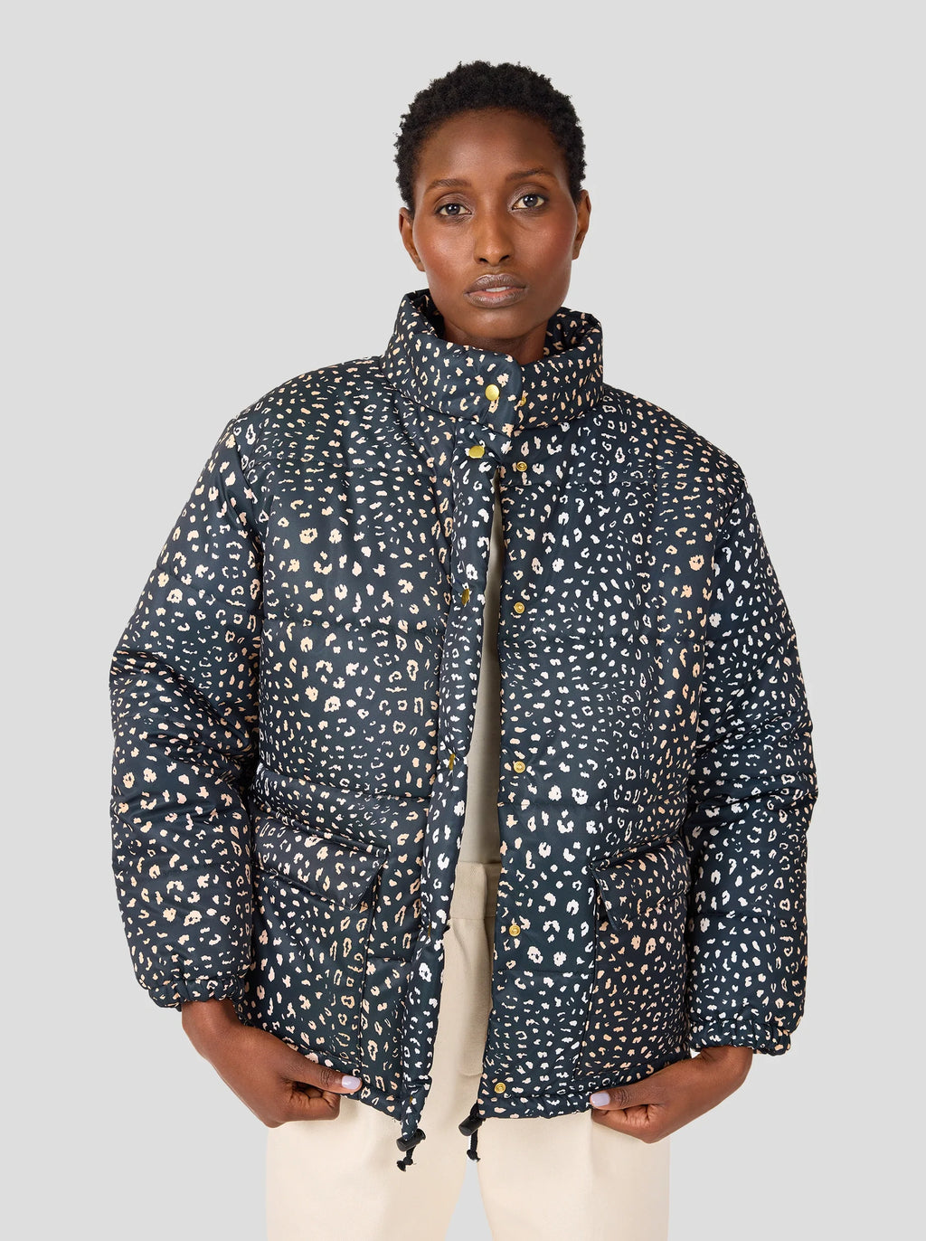 Donna Leopard Print Down Jacket