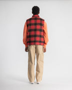 Down Plaid Vest - Red