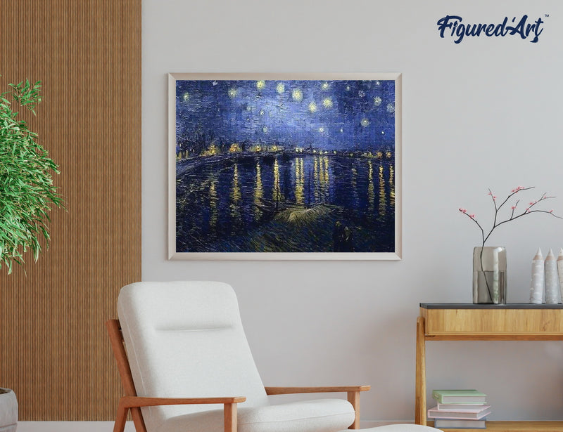 Broderie Diamant - Van Gogh Nuit Etoilée Sur Le Rhone 40X50Cm Toile Tendue Sur Châssis