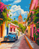 Diamond Painting - Broderie Diamant - Voiture classique à Mexico 40x50cm toile tendue sur châssis
