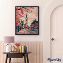 Broderie Diamant - Londres En Fleurs 40X50Cm Toile Tendue Sur Châssis