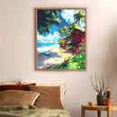 Broderie Diamant - Village De Surf 40X50Cm Toile Tendue Sur Châssis