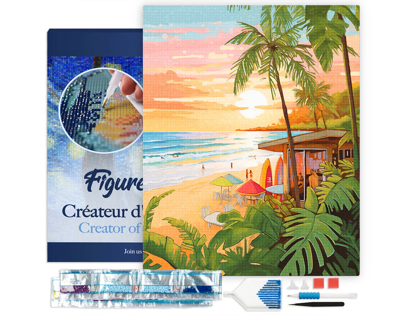 Broderie Diamant - Club De Surf 40X50Cm Toile Tendue Sur Châssis