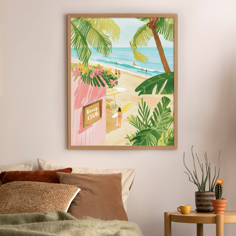 Broderie Diamant - Club De La Plage 40X50Cm Toile Tendue Sur Châssis