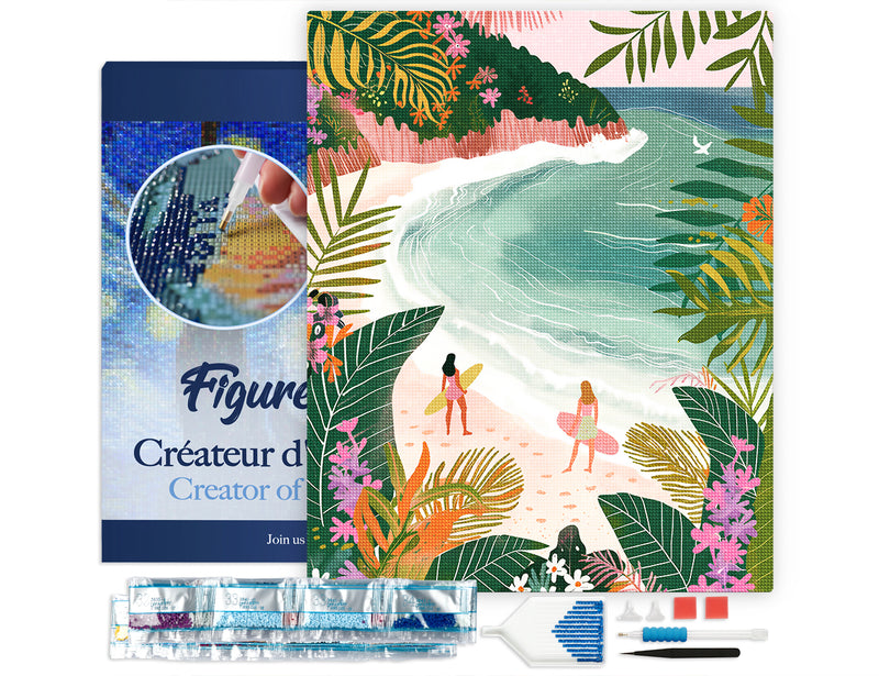 Broderie Diamant - Baie Tropicale 40X50Cm Toile Tendue Sur Châssis