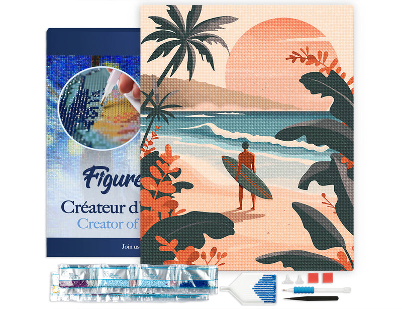 Broderie Diamant - Vagues Du Soir 40X50Cm Toile Tendue Sur Châssis