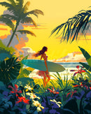 Diamond Painting - Broderie Diamant - Surfeuse au coucher du soleil