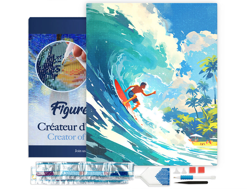 Broderie Diamant - Surf À Hawaï 40X50Cm Toile Tendue Sur Châssis