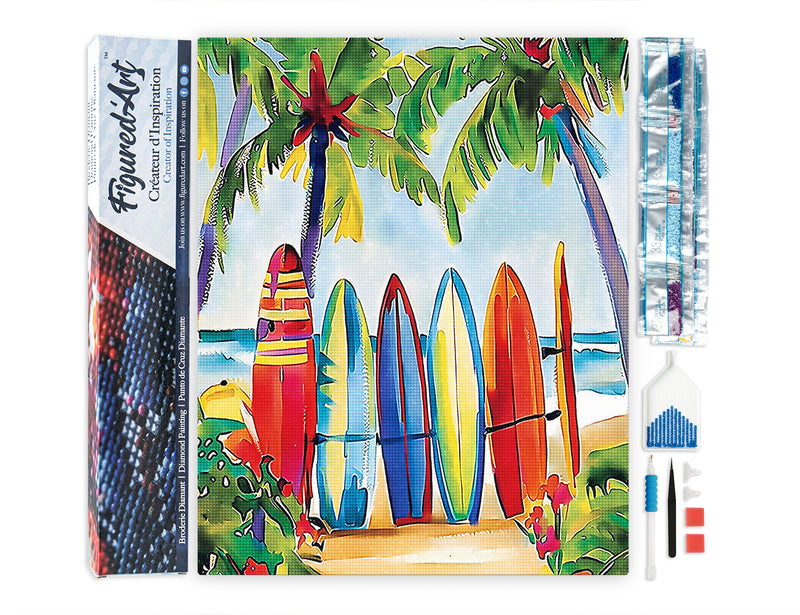 Broderie Diamant - Planche De Surf Colorées