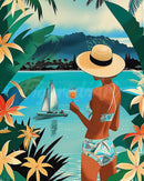 Diamond Painting - Broderie Diamant - Femme et océan 40x50cm toile tendue sur châssis