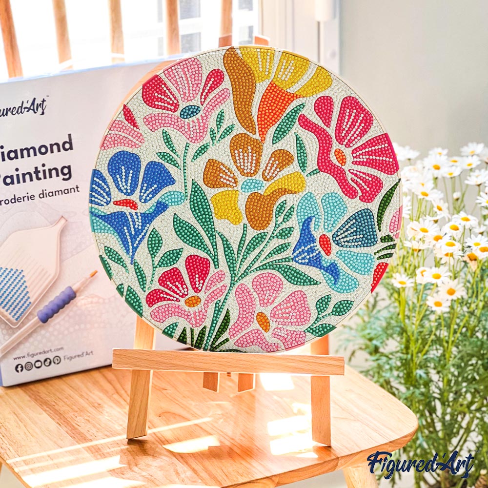 Diamond Painting Sur Disque En Bois - Oiseau Sur Une Branche