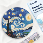 Diamond Painting en disco de madera - Noche estrellada