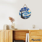 Diamond Painting en disco de madera - Noche estrellada