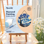 Diamond Painting en disco de madera - Noche estrellada
