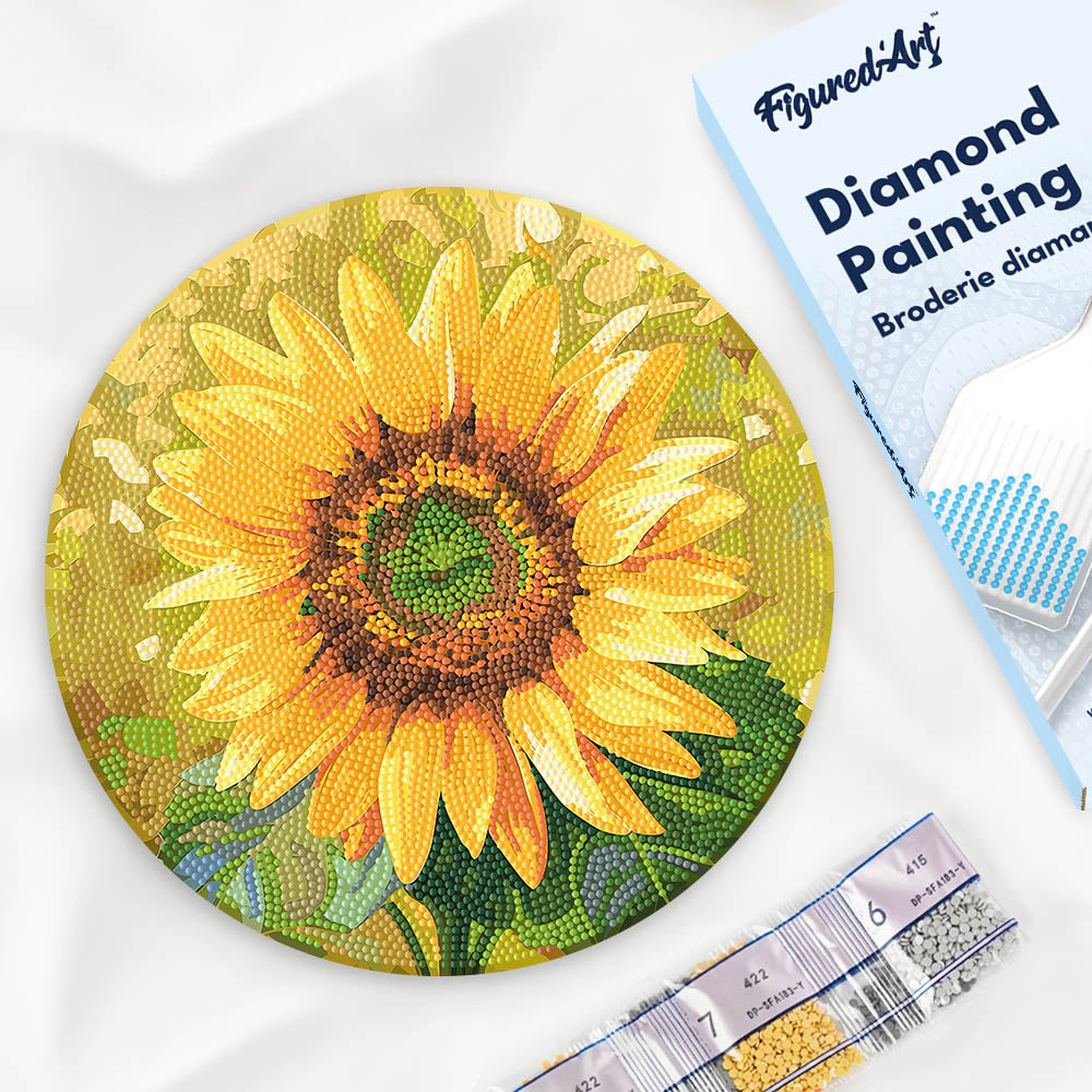 Diamond Painting Sur Disque En Bois - Tournesol