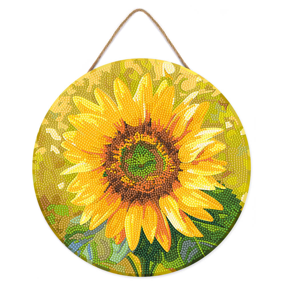 Diamond Painting Sur Disque En Bois - Tournesol