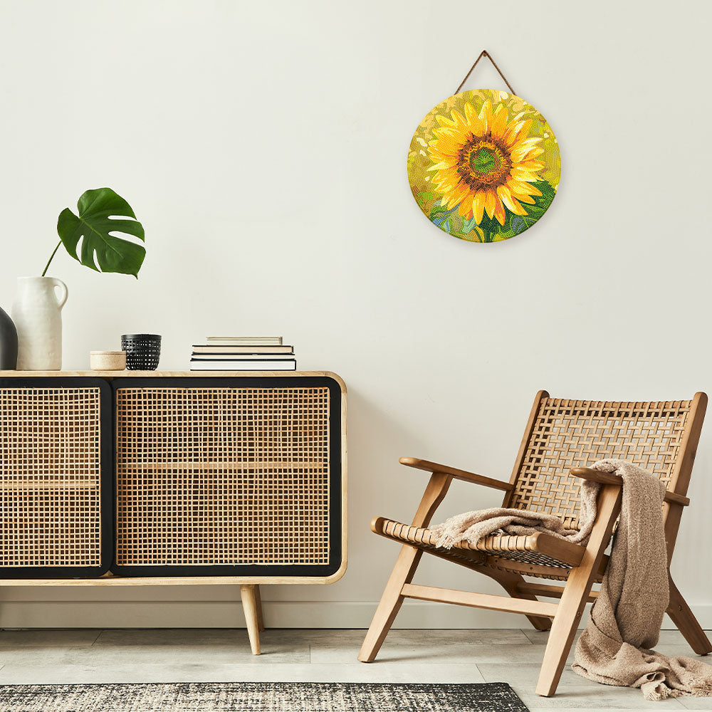 Diamond Painting Sur Disque En Bois - Tournesol