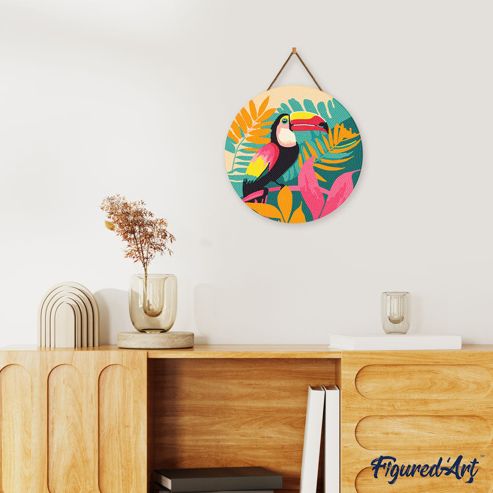 Diamond Painting Sur Disque En Bois - Toucan Tropical
