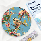 Diamond Painting Sur Disque En Bois - Oiseau Sur Une Branche