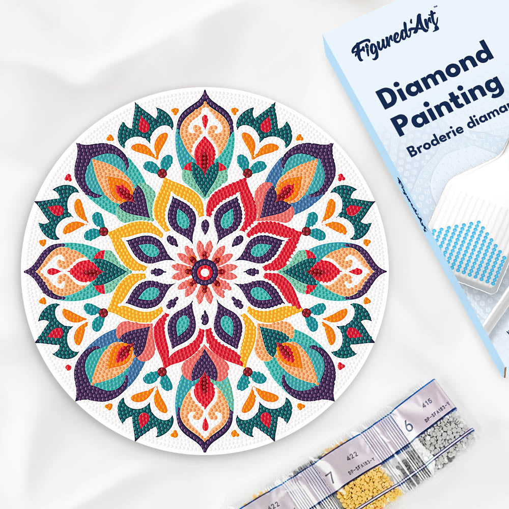 Diamond Painting Sur Disque En Bois - Mandala Floral