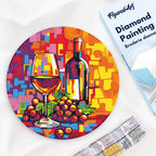 Diamond Painting Sur Disque En Bois - Vin Et Raisins