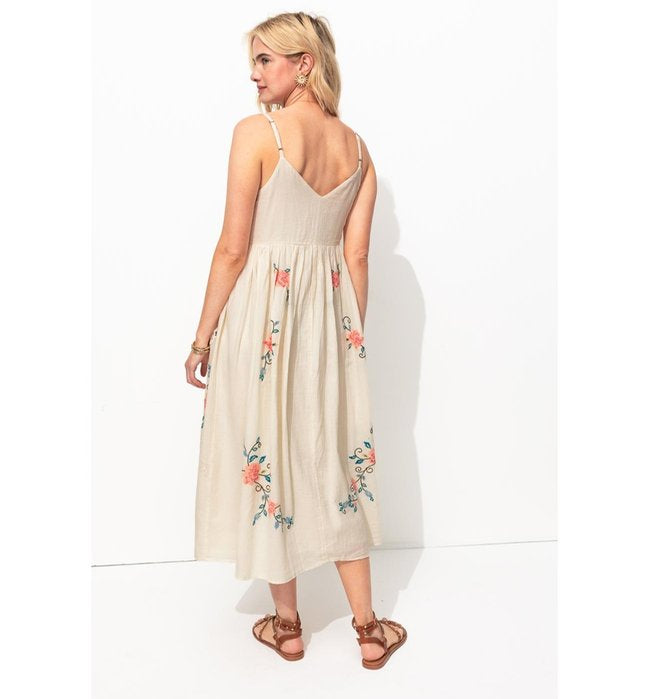 Robe Brodée Point de Croix - Naturel Imprime
