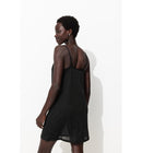 Fond de Robe à Bretelles - Noir Uni Fonce