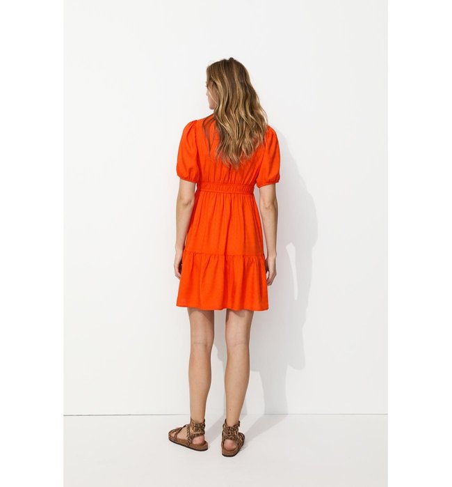 Robe Courte Imprimée Femme - Orange Uni Colore