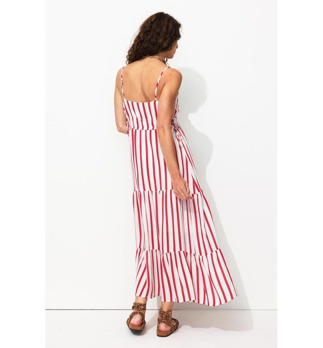 Longue Robe Rayée Femme - Rouge Raye