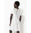 Robe Courte Détail Dentelle - Naturel Uni Clair
