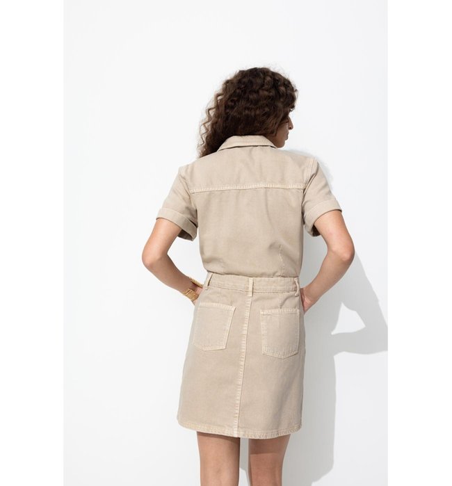 Robe Safari Courte Femme - Naturel Uni Clair