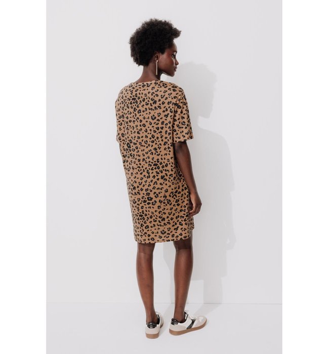 Robe T-shirt en Coton Femme - Marron Imprime