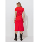 Robe Mi-longue en Jersey - Rouge Uni Colore